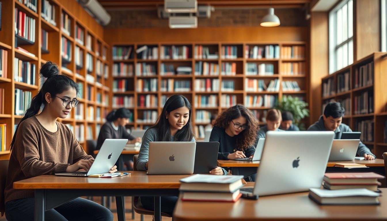 Learners conducting experiments in a research lab